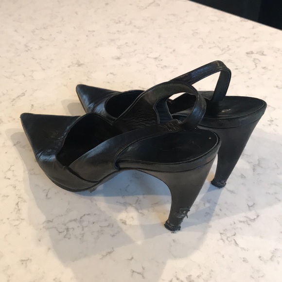 Prada Black Leather Slingback Heels - Size 36 - Picture 4 of 9